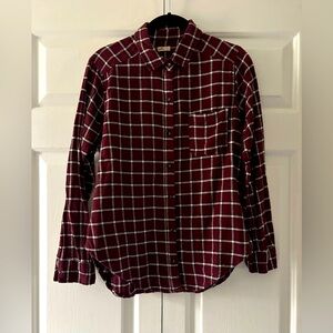 Hollister Women’s Burgundy Plaid Flannel Shirt Small